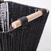 Boho Black Paper and Natural Rope Woven Storage Basket with Handles Set of 3